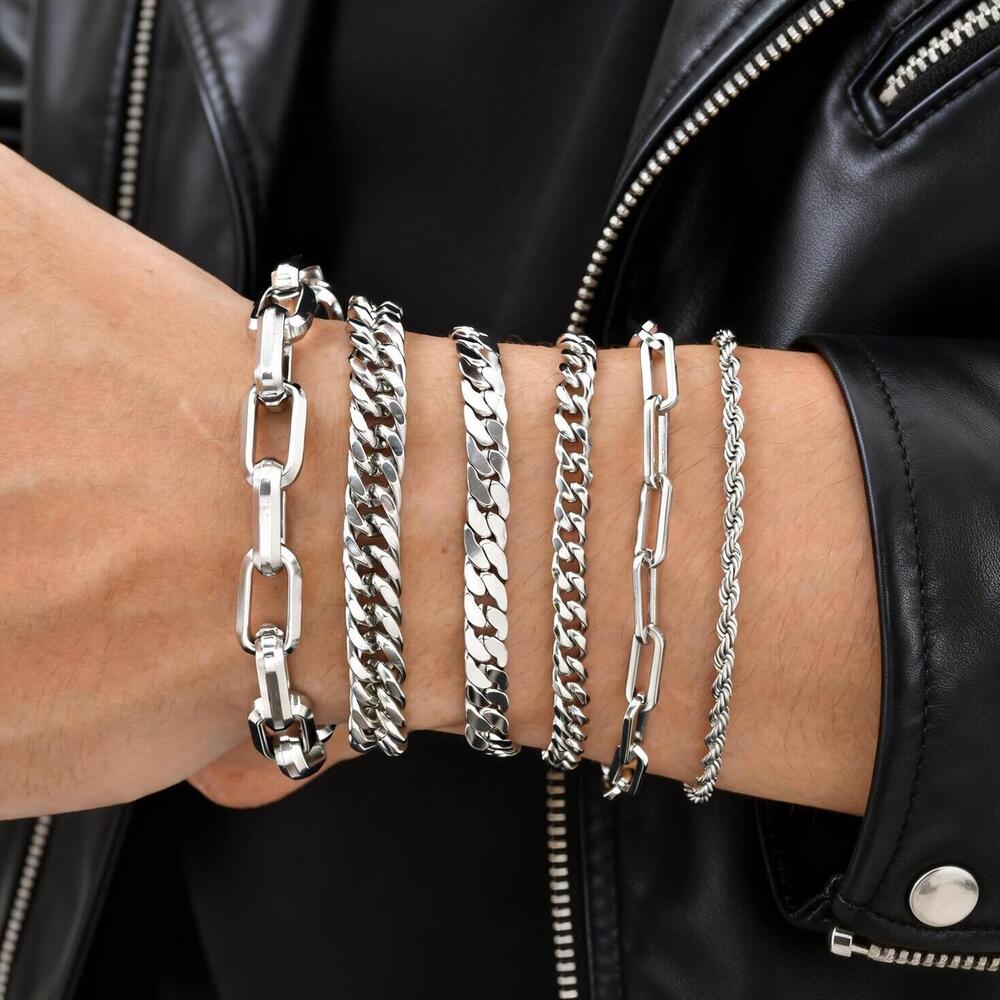 Punk Silver Color Men's Chain  - Ceramic Link Bracelet ulasan dan harga