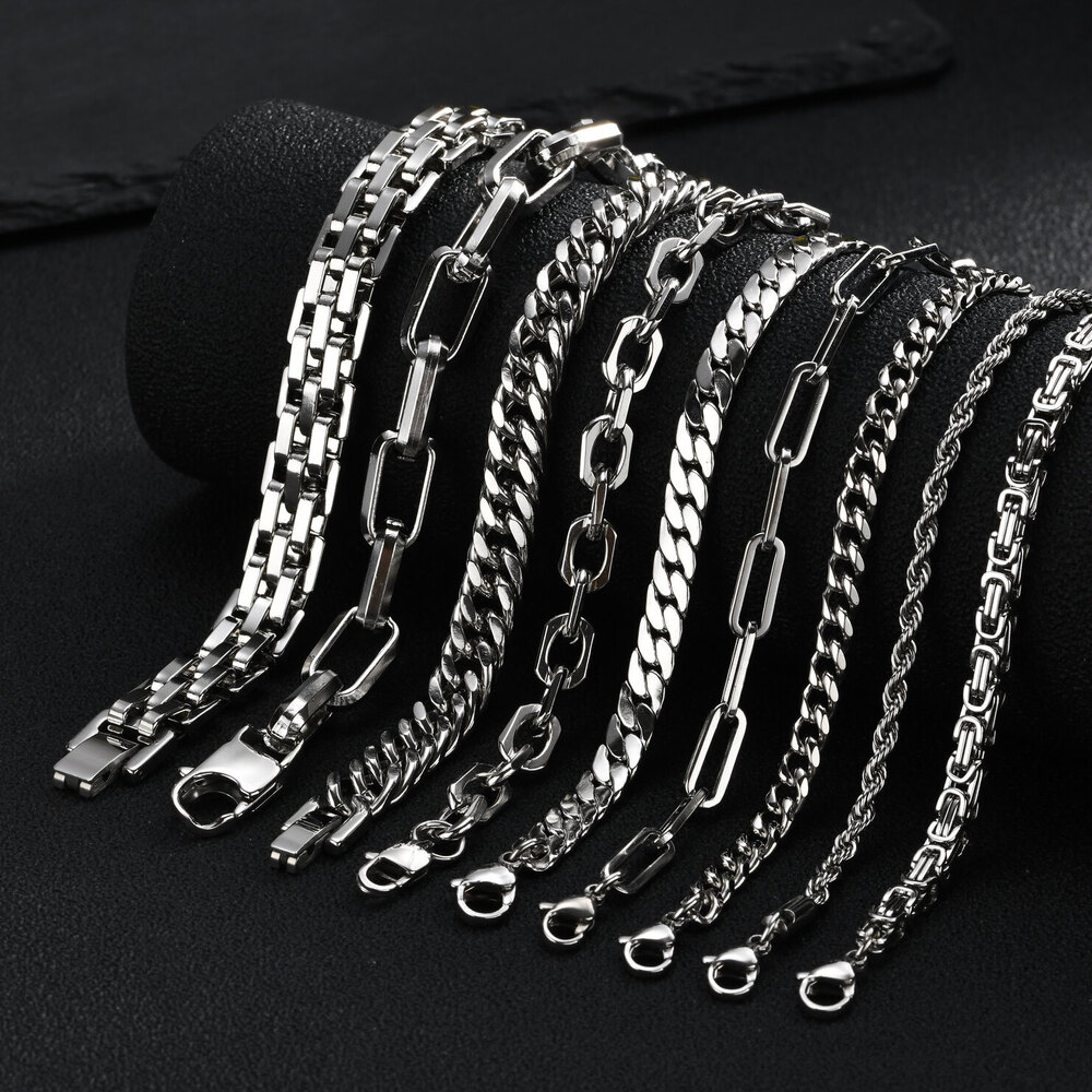 Punk Silver Color Men's Chain  - Ceramic Link Bracelet ulasan dan harga