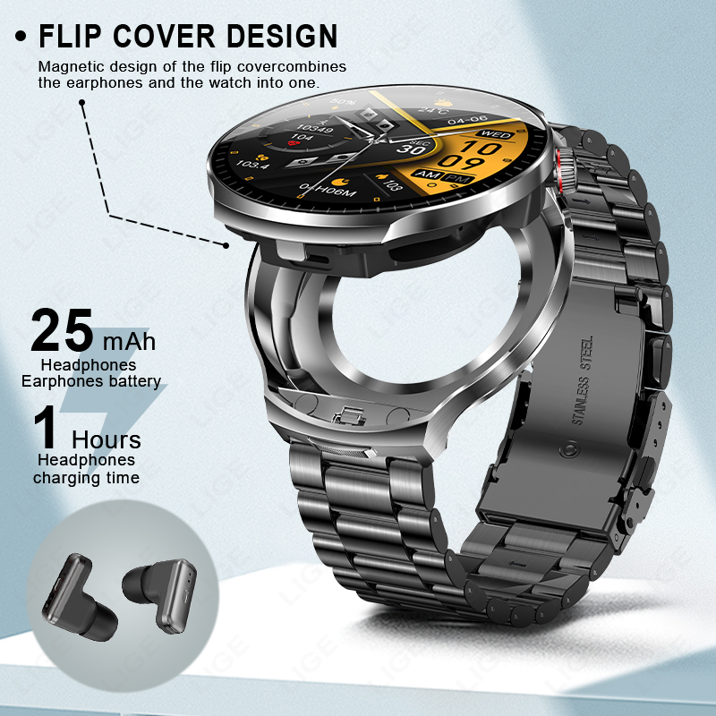 LIGE 2026 New TWS 2-In-1 Heads - Smartwatch Headset ulasan dan harga