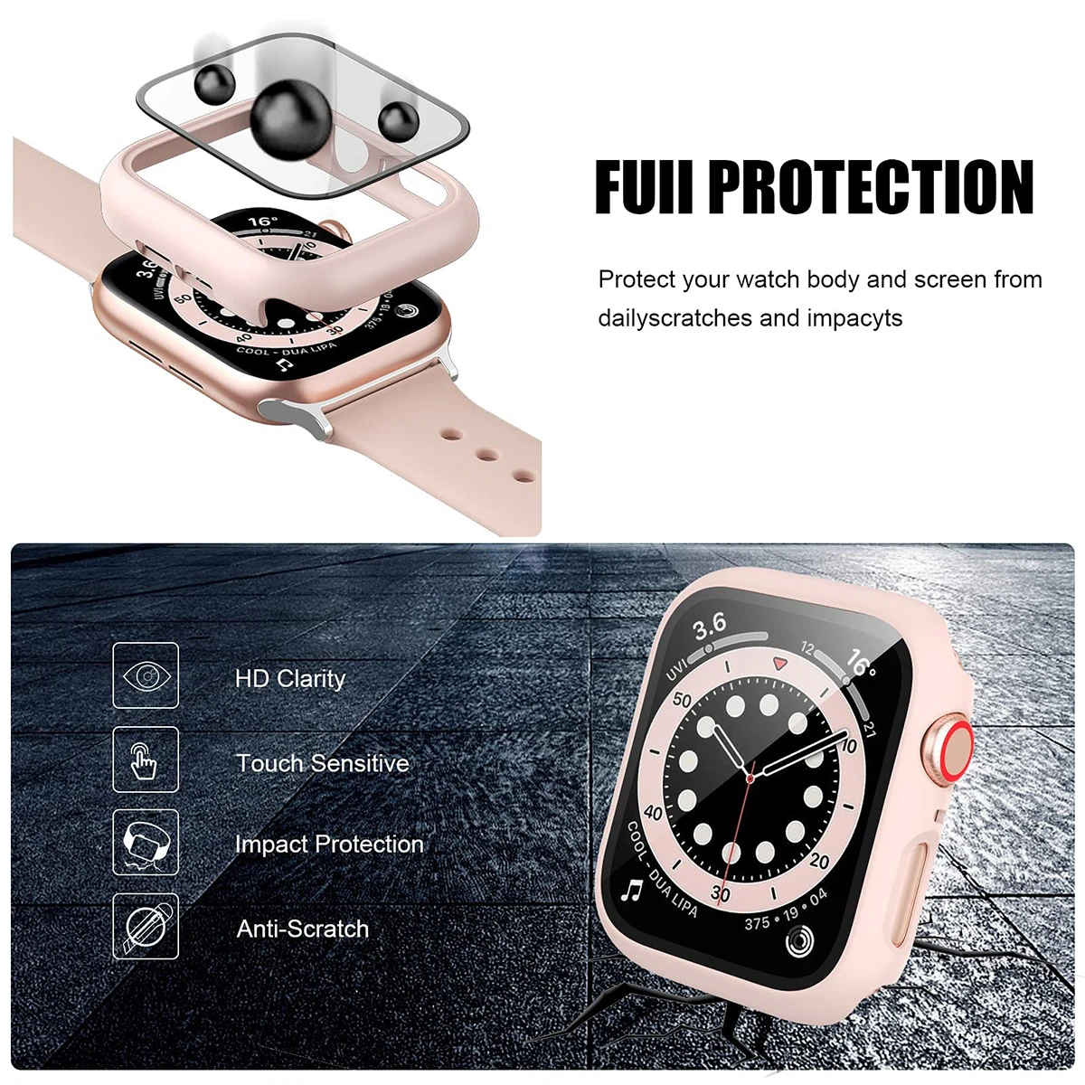 Tempered Glass+Cover For Apple - Apple Smartwatch Accessories ulasan dan harga