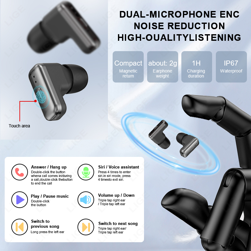 LIGE TWS 2 In 1 Headset Smart  - Smartwatch Headset ulasan dan harga