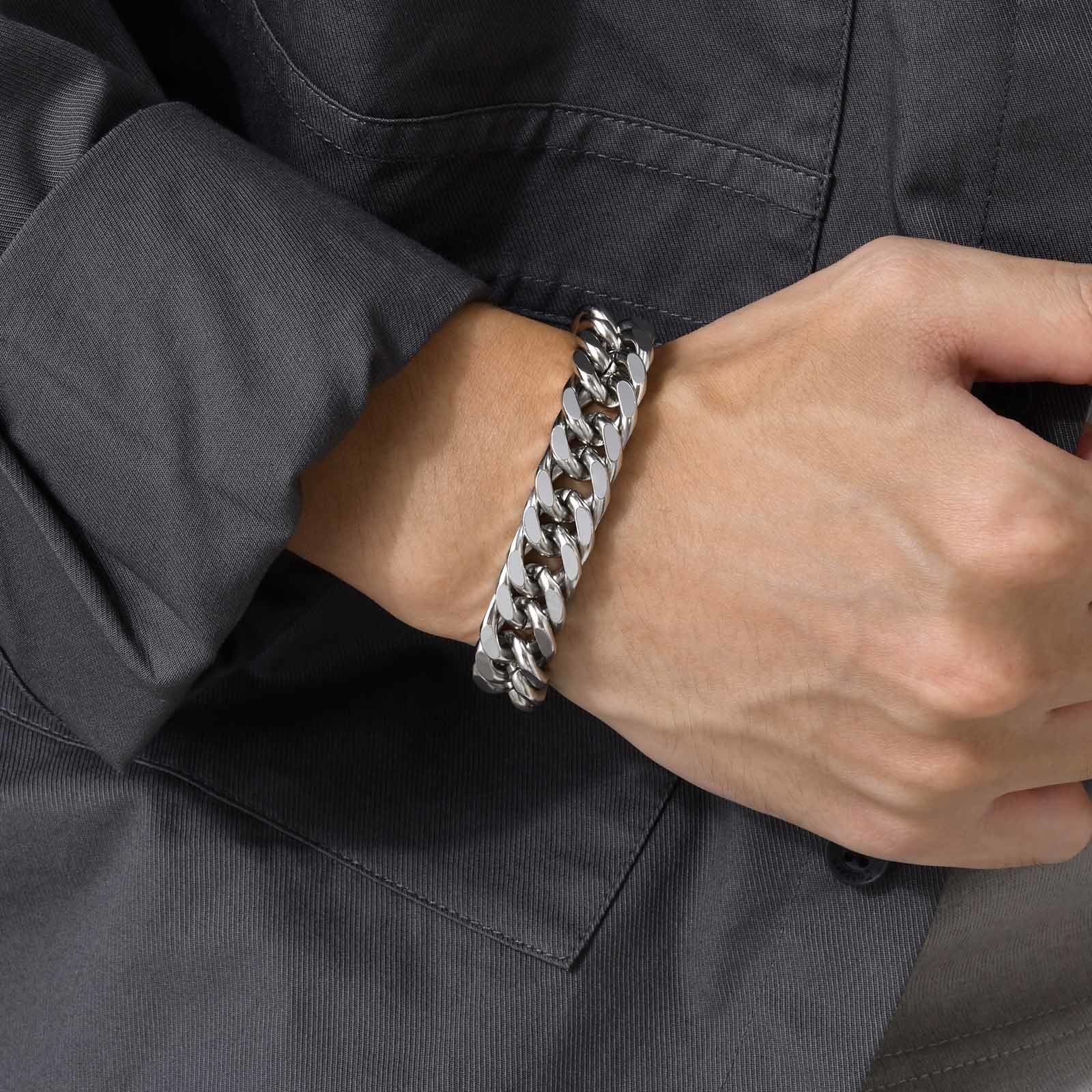 Men's Chunky 8/10/12/15MM Stai - Ceramic Link Bracelet ulasan dan harga