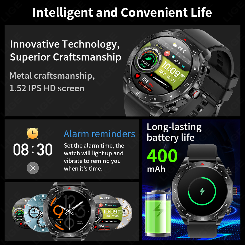 LIGE With Earbuds Bluetooth He - Smartwatch Headset ulasan dan harga