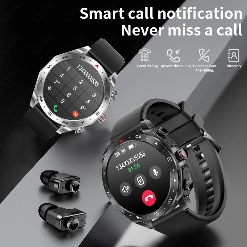 LIGE With Earbuds Bluetooth He - Smartwatch Headset ulasan dan harga
